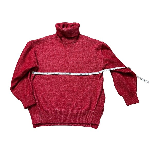 Woolen Bloom Women's Sweater Medium Red Ribbed Turtle Neck 8% Australian Wool - Picture 3 of 7